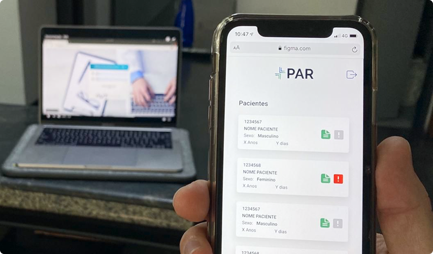 aplicativo PAR em um iPhone
